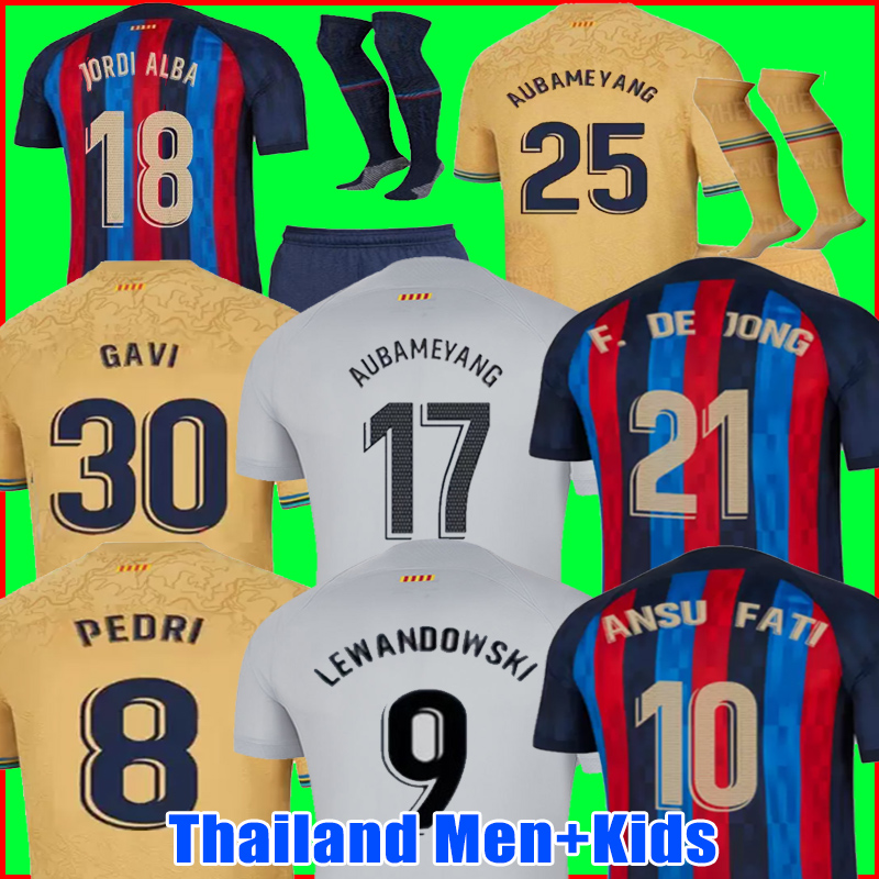 

Camisetas de football LEWANDOWSKI SOCCER JERSEY MEMPHIS PEDRI BARCELONAS RAPHINHA FERRAN 21 22 23 ANSU FATI 2022 2023 F. DE JONG DEST kit shirt men kids sets uniforms, 22 23 3rd men+patch2