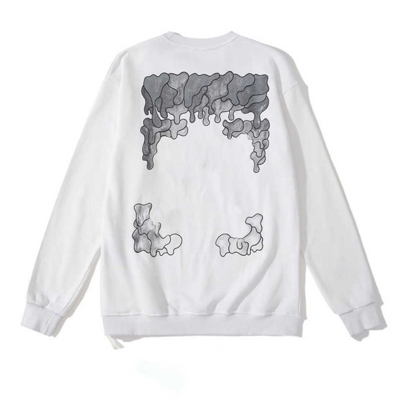 Men's Fashion Luxury Pullover Sweatshirts Brand Offs Tops Hoodies Women Sweater Men Arrow Letter Print Black White Street Trend Sweatshirt L