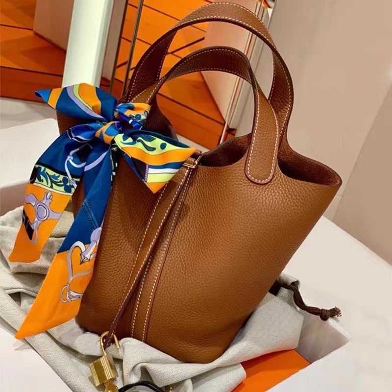 

H Handbag Women's Designer Bags Picotn Lock Handbags Tote Bag Lychee Pattern Women's Bag 2023 New Large Capacity Vegetable Pn 8ne2, Blue large size