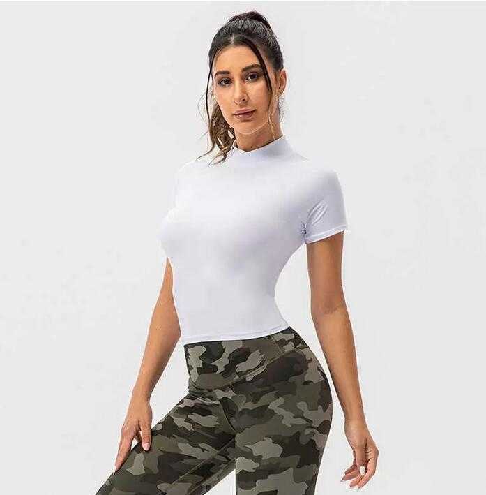 

Yoga Outfits Short Sleeve Fitness Sports Top Gym Clothes Women Running Suit Casual Slim T-shirt Workout Shirts, Light grey