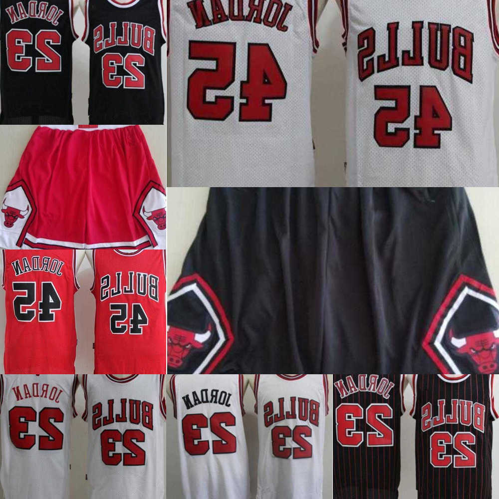 

Basketball Jerseys 45 23 michael mj Throwback Basketball Shorts red black white beige Blue Chicago''Bulls''Jersey, Color