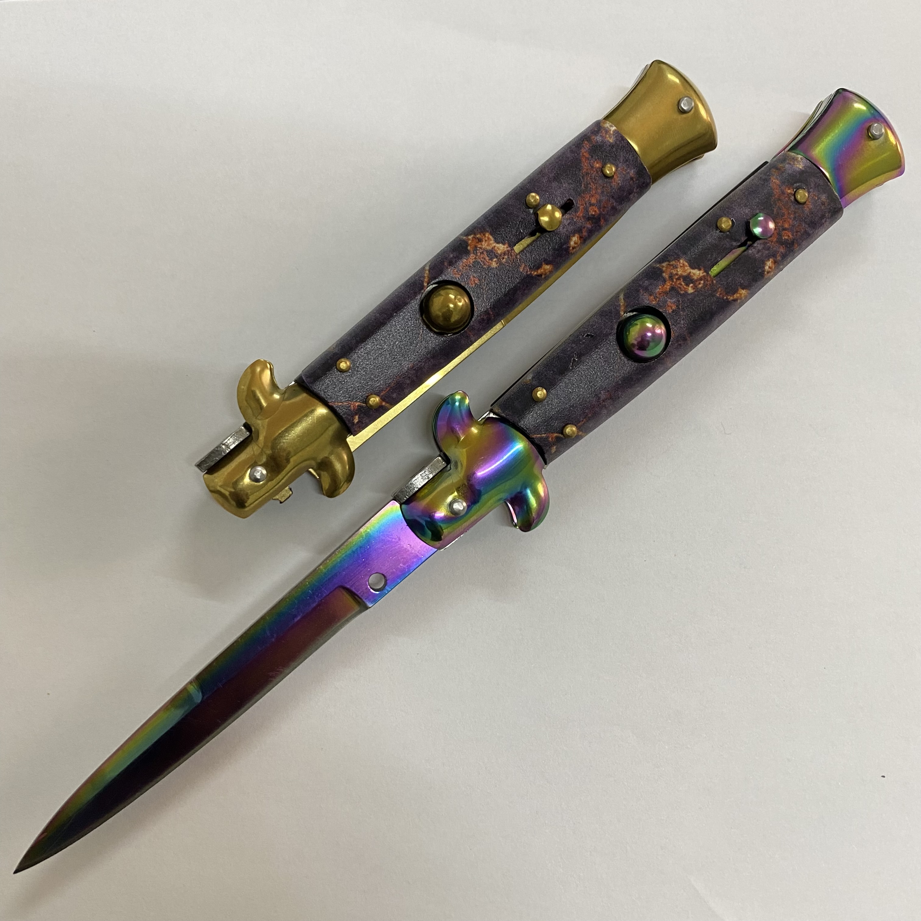 

Otf AUTO Folding Knife Italian Mafia Stiletto Automatic Horizontal Knives steel Blade Survival Outdoor Camping Knives Garden EDC tools hunting knifes Tactical