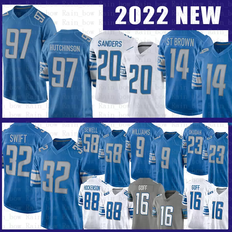 

Jersey Barry Sanders Detroit''Lions''Aidan Hutchinson Amon-Ra St. Brown Jameson Williams Jared Goff D'Andre Swift Penei Sewell T.J. Hockenson, 2021 youth size s-xl(xs)