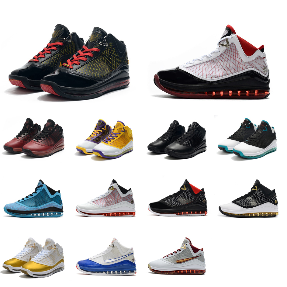 

Mens lebron 7 basketball shoes media day red carpet mvp fairfax christmas Black Red Gold Yellow Purple James lebrons vii sneakers tennis with box, Xmas