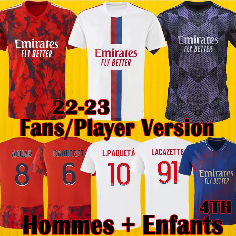 

OL 22 23 Maillot Lyon Soccer Jersey Fans player TOKO EKAMBI CHERKI AOUAR HOME L.PAQUETa Kadewere 2022 home white fourth football shirts top MEN KIDS jersey, Leave note