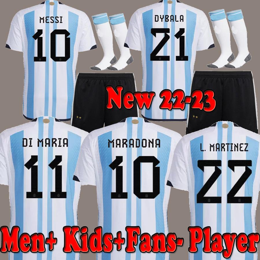 

2022 2023 Argentina home Soccer Jersey special Player Fans Version Good Quality Football Shirts DYBALA LO CELSO National Team MARADONA KIT uniforms men kids kit set, Mens away+patch