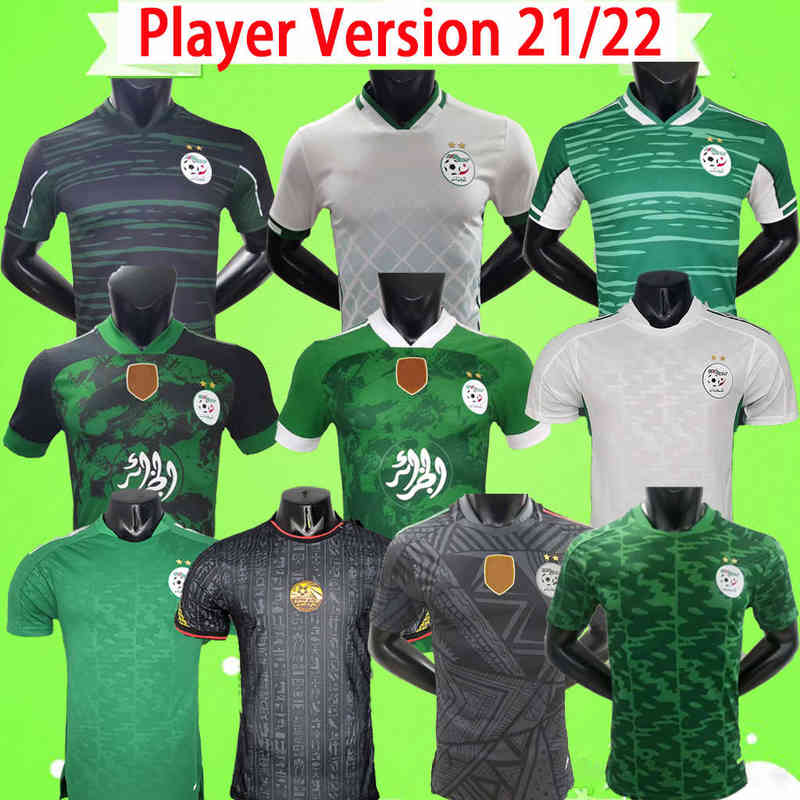 

Shirts Player Version 2021 2022 Algeria Soccer Jerseys Argelia 21 22 Mahrez Atal Feghouli Slimani Brahimi Home Away Black White Green Bennac