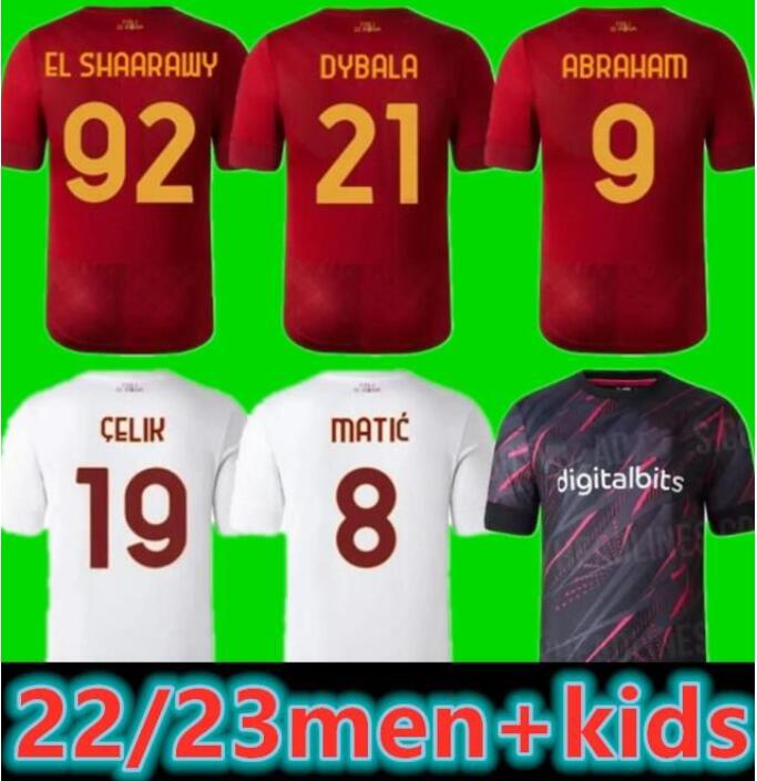 

22 23 roma SOCCER JERSEYS SHAARAWY MANCINI home belotti CELIK Pellegrini Abraham 2022 2023 Wijnaldum Zaniolo DYBALA KUMBULLA men kids kit FOOTBALL EL Unriform rome, Men away sea