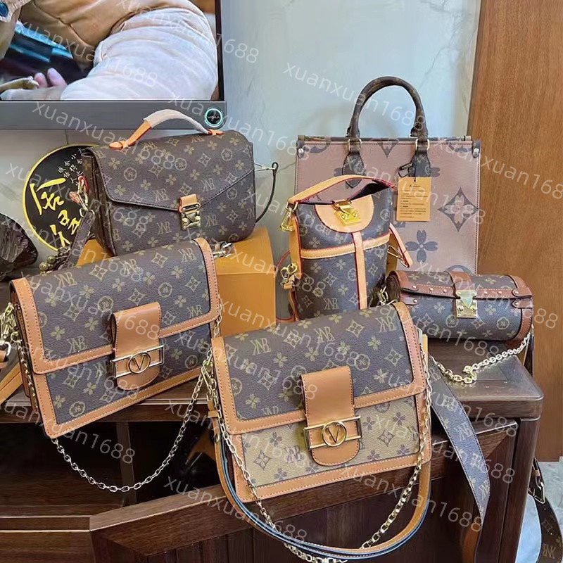 

Luxury designer bags handbags purse ladies handbag brand letter leather shoulder messenger bag wallet, Yc_brown flower