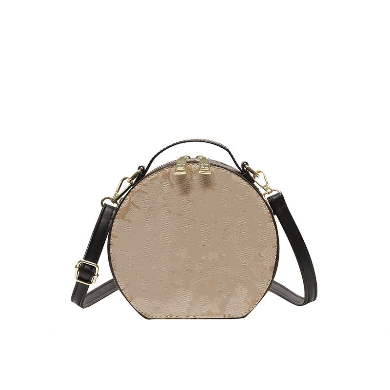 

2022 New Women's Day Packs Classic Coated Presbyopia One-shoulder Crossbody European and American Varsity Round Cake Bag, Brown c 7370