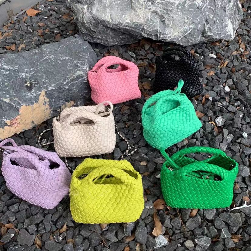 

Evening Bags 2022 Sunmmer Manual Woven Bag Leather Small Chain Crossbody Women Women'S Handbag Basket Luxury Bucket Bag Clutch Purse High Q
