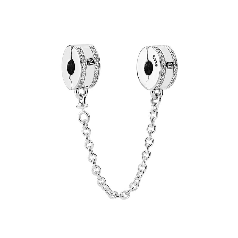 

Authentic Sterling Silver Safety Chain Charm Women Girls Jewelry DIY Accessories with Original Box For Pandora Snake Chain Bracelet Bangle Making Charms
