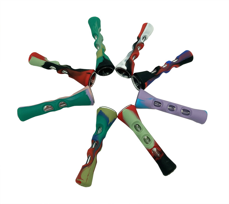 

Smoking silicone horn pipe Wholesale mini glass tobacco dry herb One Hitter Pipes