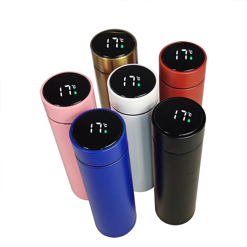 

17oz 500ml Smart Water Bottle LED Temperature Intelligent Double Walled Vacuum Insulated With Tea Infuser, Red