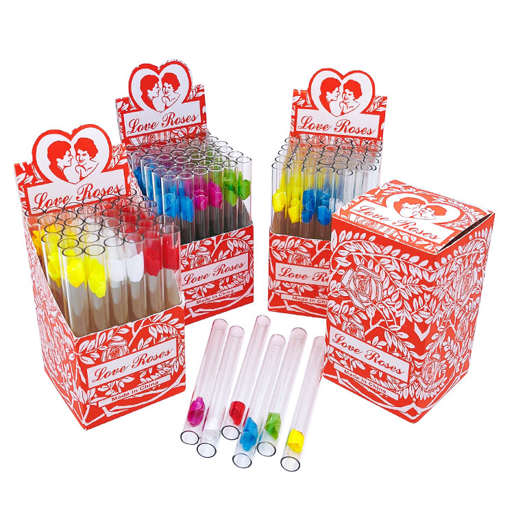 

Glass Love Rose smoking pipes With Plastic Flower Inside36pcs in one box tobacco pipe
