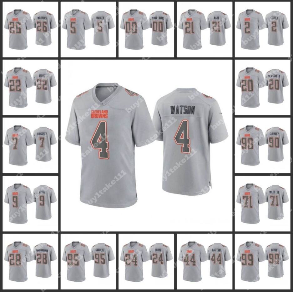 

Jersey Cleveland''Browns''Men #2 Amari Cooper 3 Cade Yorks 4 Deshaun Watson 21 Denzel Ward 24 Nick Chubb Custom Gray Atmosphere Fashion Jersey Mens Football, Custom mens jersey (bu lang)