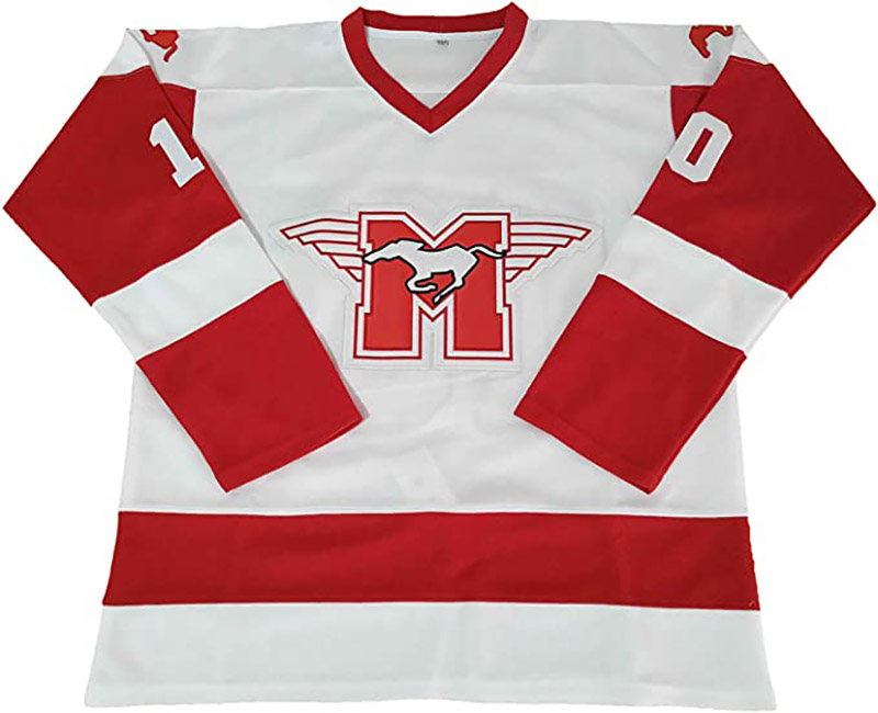 

Men's Ice Hockey Jersey 10 Youngblood Hamilton Mustangs 1986 Movie Hockey Jersey All Stitched White S-3XL
