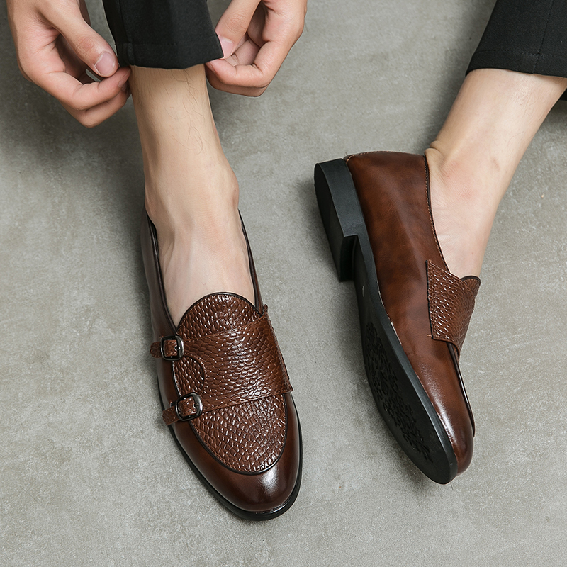

Monk Shoes Dress Shoes Braided Double Piece Engraving Wingtip Buckle Fashion Business Casual Everyday Men's Loafers Size28-48, Black