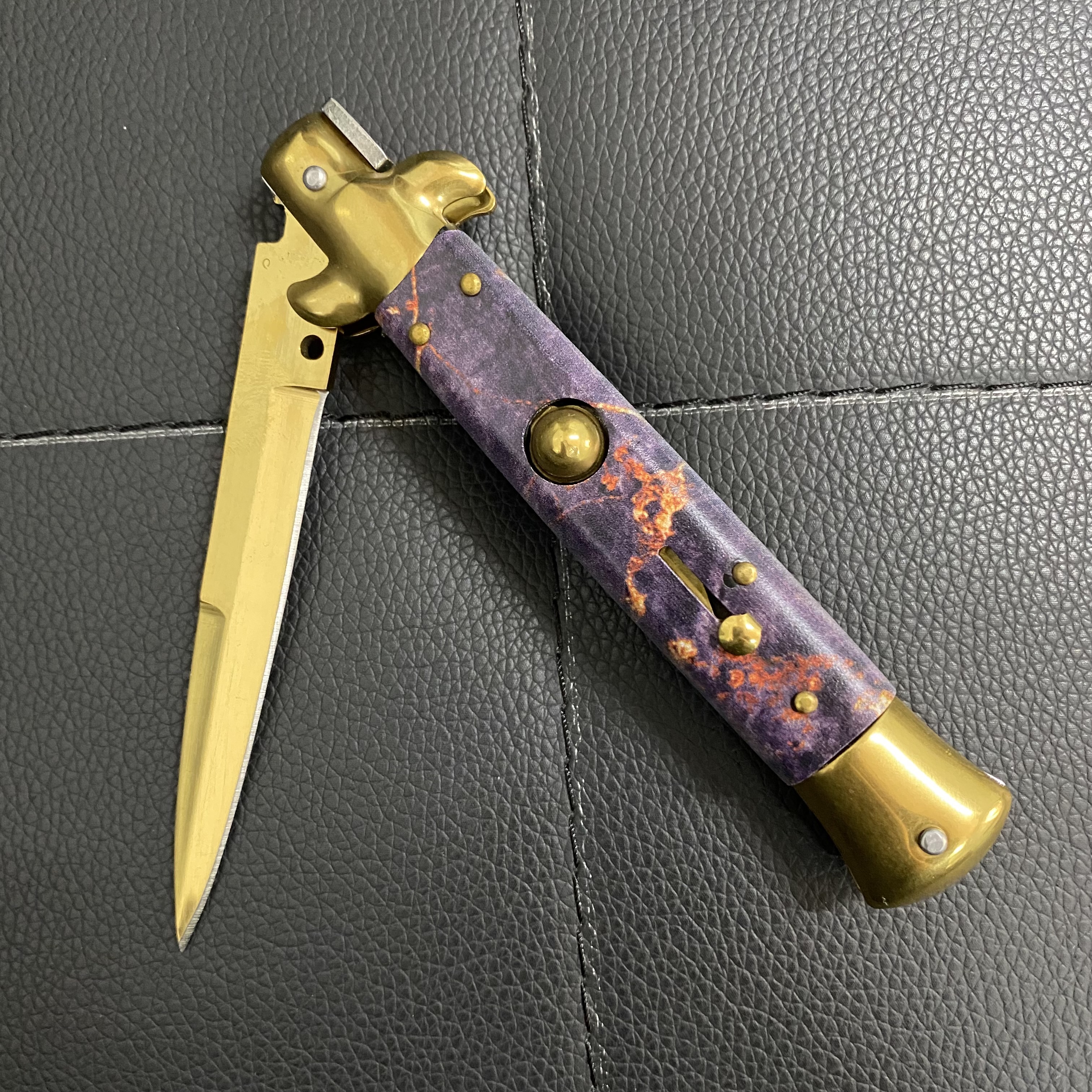 Tactical Folding pocket Knife Italian Mafia Stiletto Automatic Horizontal Knives steel Blade Survival Outdoor Camping Knives Garden EDC tools hun-image-828289313