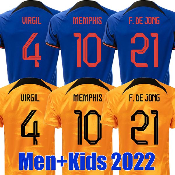 

2022 Netherlands MEMPHIS YOUTH soccer jersey DE JONG Holland DE LIGT WIJNALDUM VAN DIJK 22 23 football shirt Adult men kids kit DUMFRIES, Home