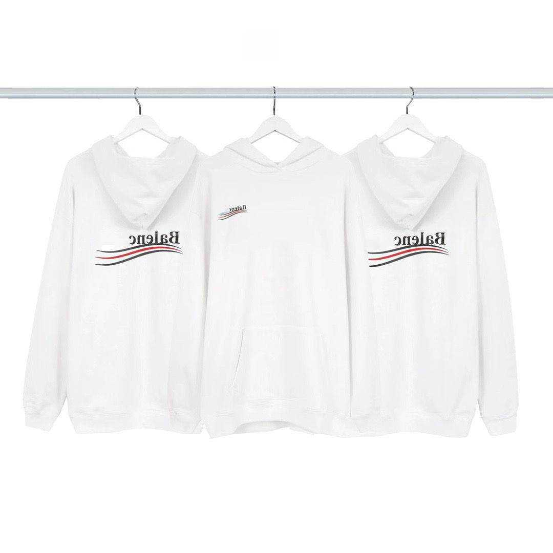

Fashion Brand BALANCIAS Classic Hoodie Paris Coke Wave Print Sweater Loose Unisex In Autumn And Winter White, Blue