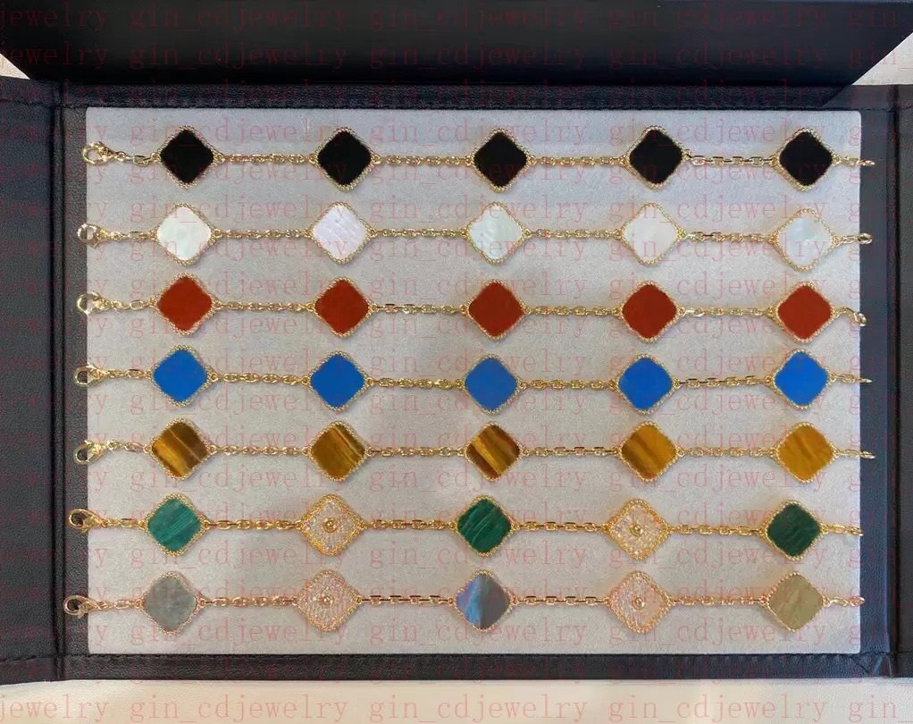 

Silver Classic Charm Bracelets 4 Clover Designer Jewelry 18K Gold plated Women gifts AgateFritillary Love bracelet Woman Wedding Party Fashion Chain Wholesale Box