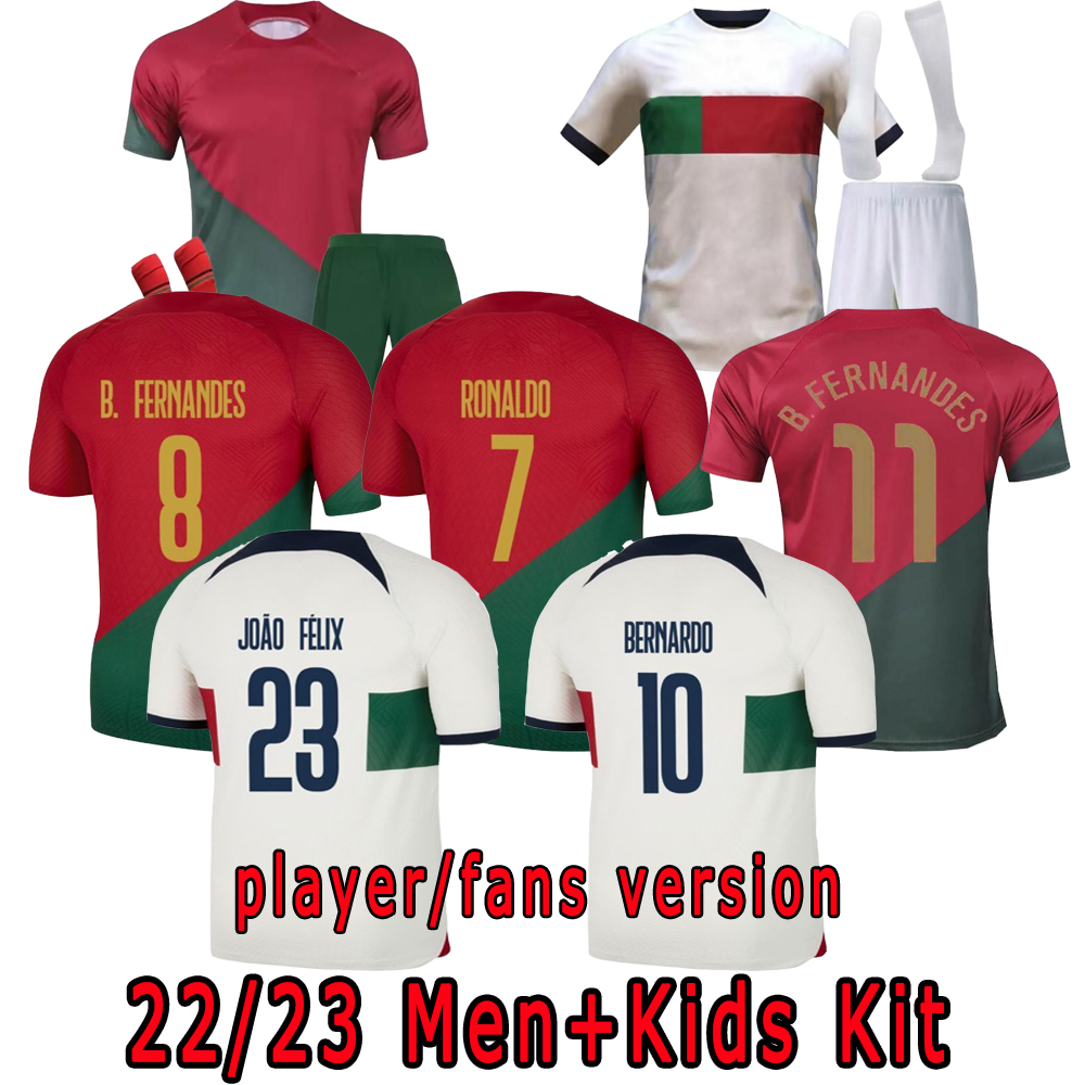 

22 23 PortuguesaS Fans Player soccer jerseys Tops Maillot Foot JOAO FELIX RUBEN NEVES BRUNO FERNANDES DIEGO J. OTAVIO PortugueseS football shirt Men Kids kit sets, Player version home 1