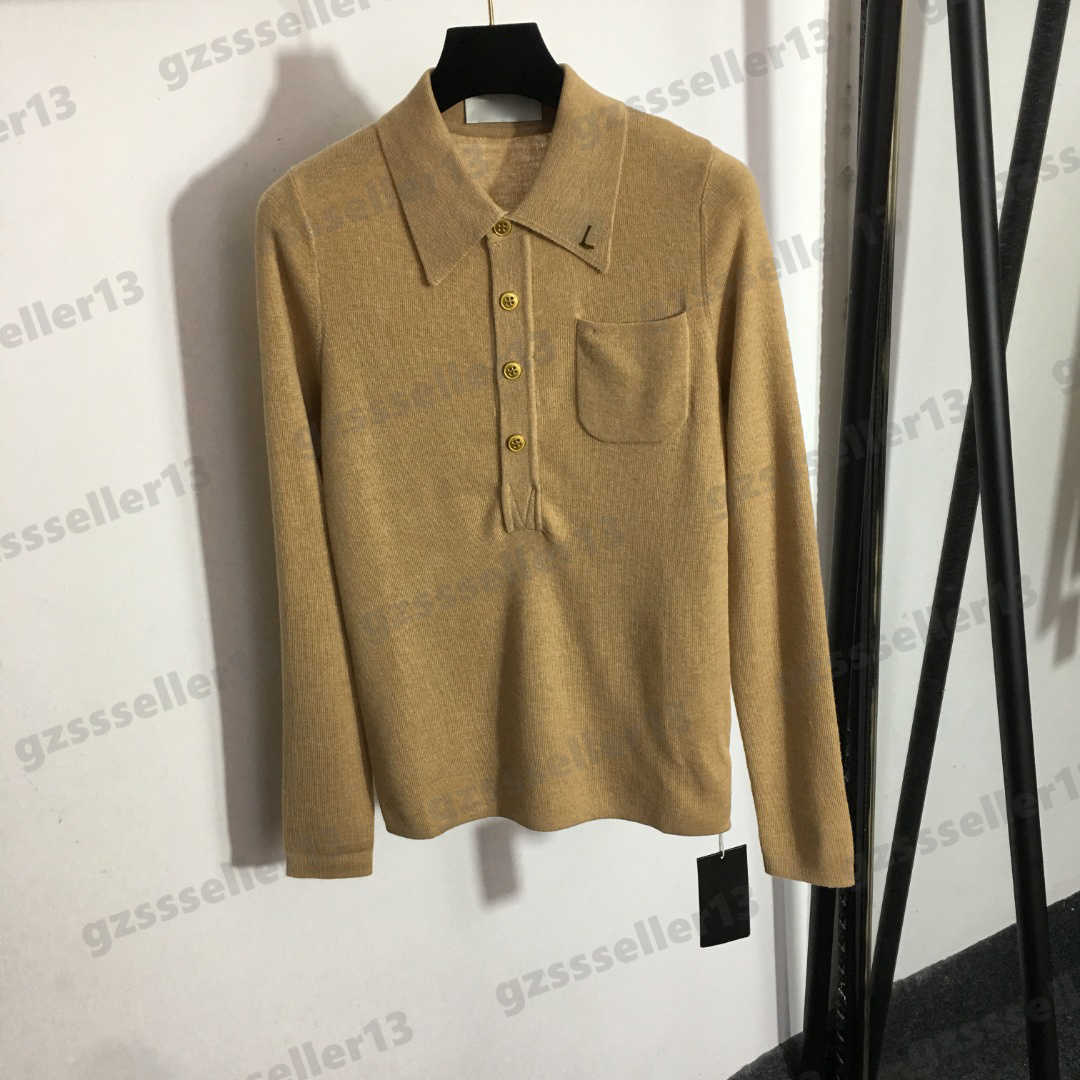 

Womens Sweater Designer Cardigan Metal Letter Logo Brooch Decoration Women Sweaters Fashion Half-button Polo-neck Wool Sweater Top Sweater 0912