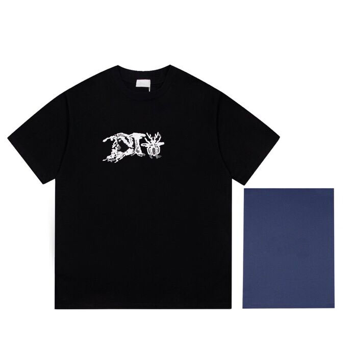 

2023ss spring and summer trend fashion short-sleeved T-shirt high quality jacquard loose casual women's men's black white F442A