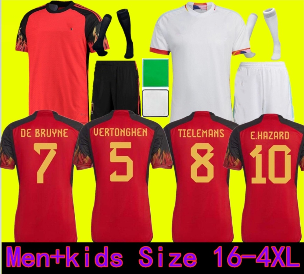 

2022 Belgium Soccer Jersey fans player hazard COURTOIS LUKAKU TIELEMANS 22 23 Michy Batshuayi Kevin De Bruyne KOMPANY men kids Football Shirt Kits, Size 16-4xl
