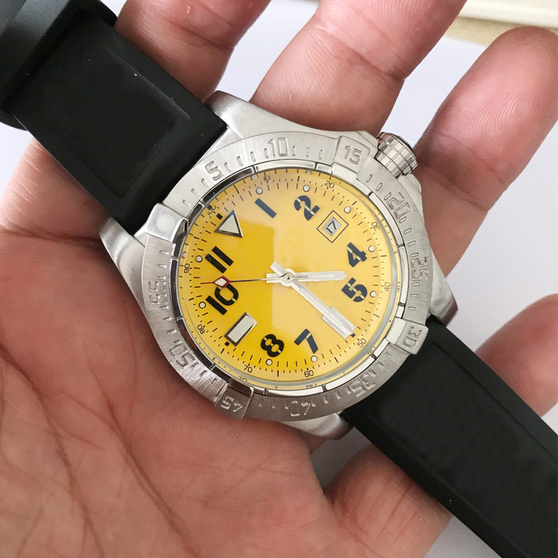 

Mens aaa watch Silver Case Yellow dial Automatic mechanical luxury men sapphire glass Luminous stainless steel bracelet watches