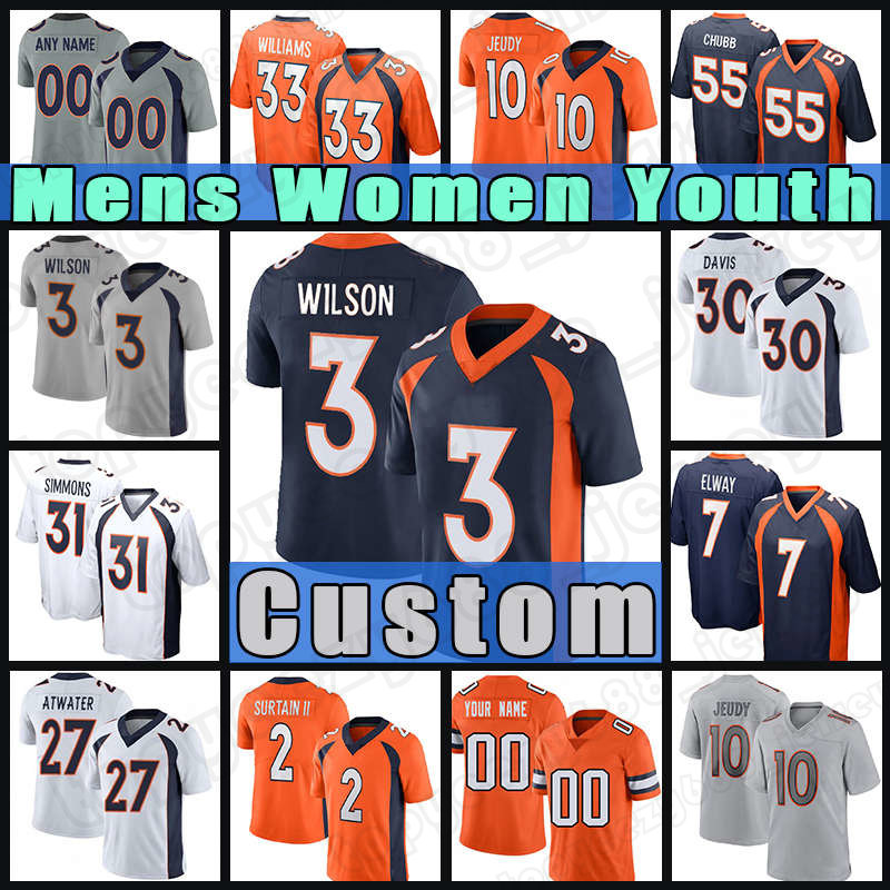 

3 Russell Wilson 31 Justin Simmons Football Jerry Jeudy Jerseys Patrick Surtain II Jerry Jeudy Javonte Williams Bradley Chubb Brandon McManus Courtland Sutton Beck, Custom men (y m)