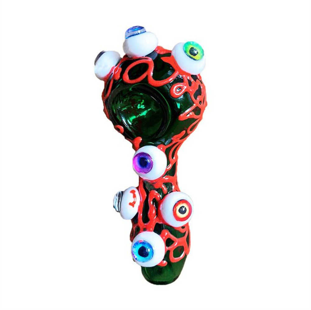 

3D Multi- eyes Glass Water Pipe Smoking Accessories Glow in the Dark Hand Spoon Pipes Luminous