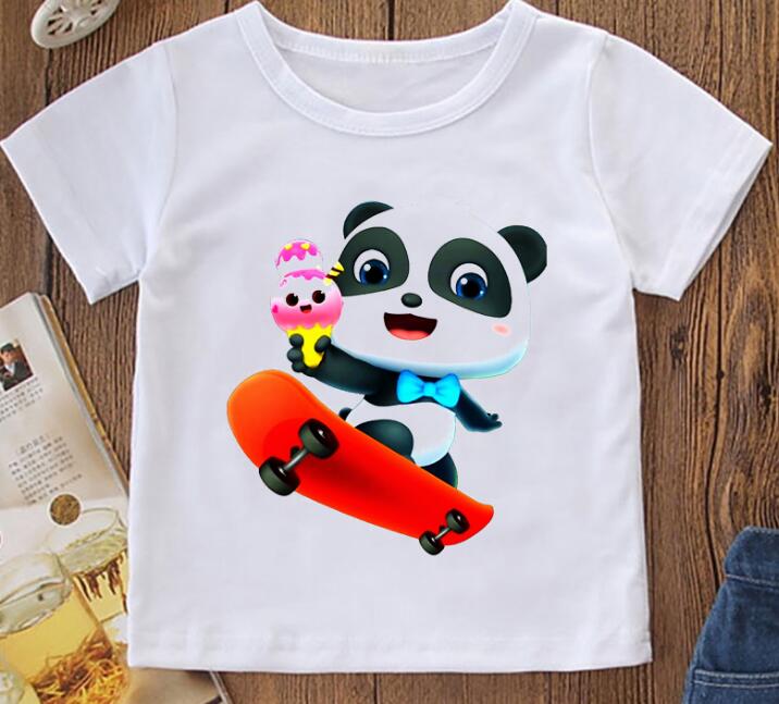 

Rainbow Babybus Panda Graphic Print Tshirt GirlsBoys Kids Clothes Summer Short Sleeve T Shirt Harajuku Kawaii Children Clothing