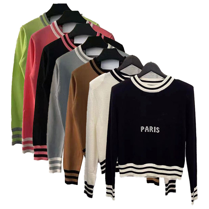 

Autumn Winter Designer Woman Balman Striped Letter Sweater Balmain Jacquard Knit Thermal Top Long Sleeve Fashion Pullover Sweater Size, I need see other product