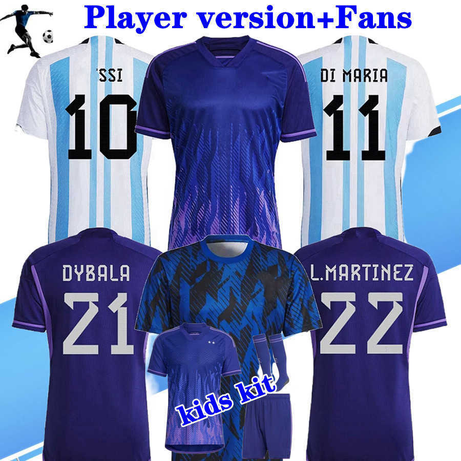 

2022 2023 soccer Jersey ROMERO DYBALA Fans player version AGUERO Maradona ArGen football shirt 22 23 Men Kids sets uniform argentine di, Away