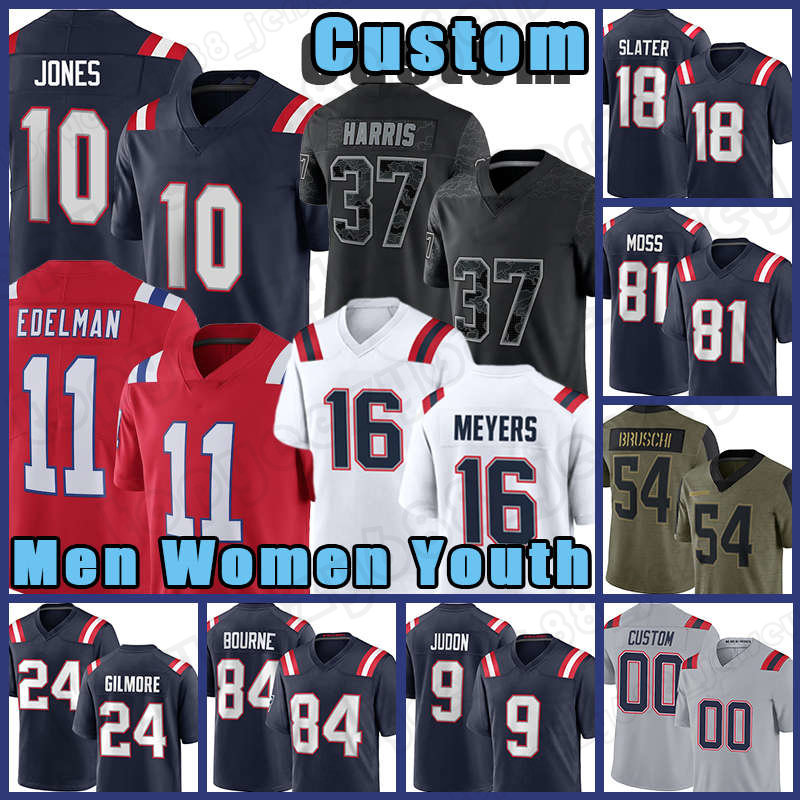 

Mac Jones Julian Edelman Football Jerseys Matthew Judon Dont'a Hightower Randy Moss Devin McCourty New England Patriots Kendrick Bourne Damien Harris Cole Strange, Custom women(a g z)