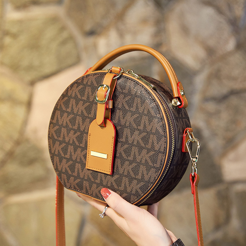 

Niche Luxury design Round One Shoulder Crossbody Bag 2022 Fashion brand rounded bags versatile Letter printed rounding cake bag women's handbag, Vkj-coffee