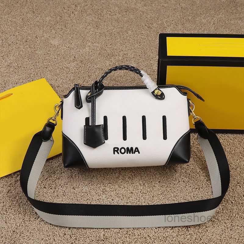 

Evening Bags Canvas Leather Boston Pillow Bag Handbag Women Crossbody Shouler Bags Rivet Purse Classic Lettered Embroidery Pouch Removable