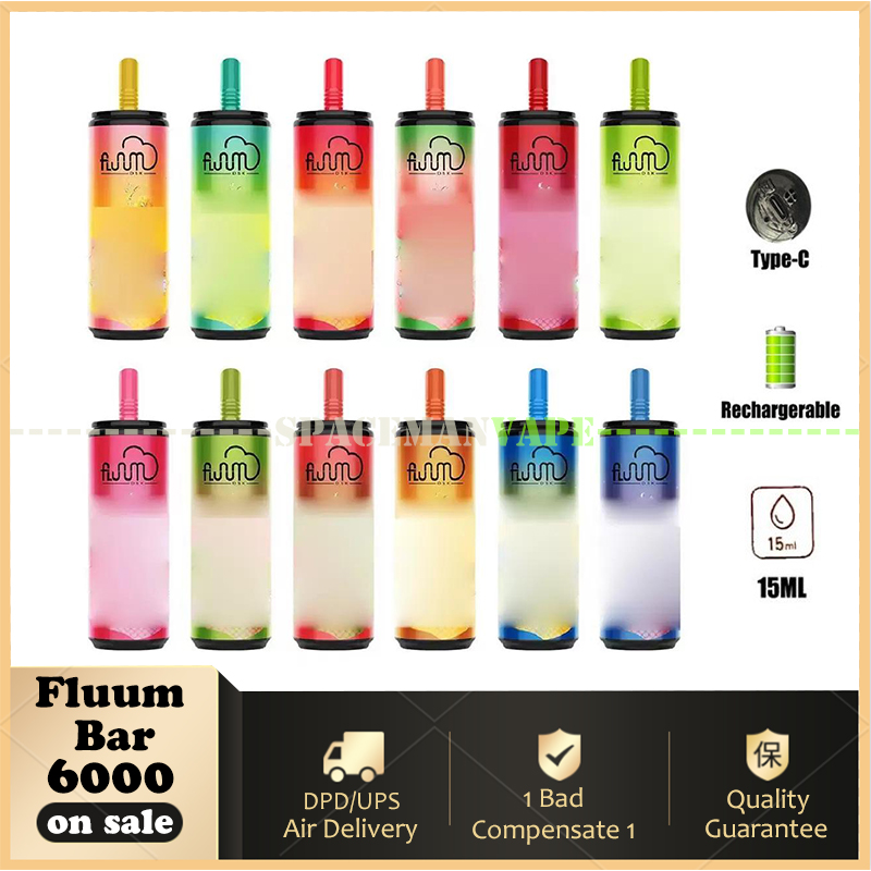 

Fluum 6000 Puff Disposable Vape Electronic Cigarette Starter Kit Strength 2% 3% 5% Vape 15.0 ML Battery 600mAh Rechargeable E-Cigarette Big Puffs Vapes
