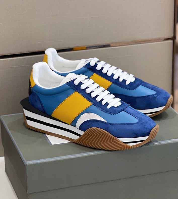 

Newst high Quality Men James Sneaker Shoes Side Stripe Skateboard Walking Chunky Rubber Sole Suede & Nylon Leather Mesh Sports Discount Trainer