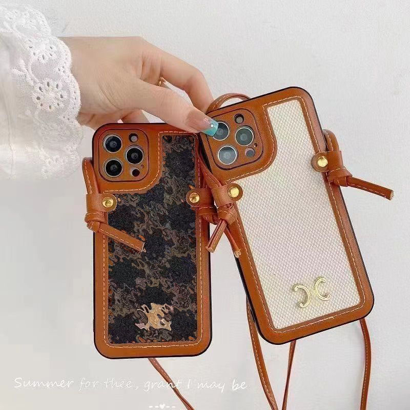 

Iphone cases Designer Phone Case Slant Cross Case Fashion Retro Hanging Neck for 11/12/13/14 Phone Case, Gold