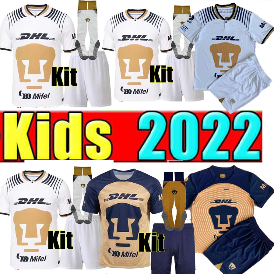 

kids kit 2022 Liga MX FC UNAM Soccer Jersey ITURBE 2023 maillot de futol MORA football shirt G.GONZALEZ MALCORRA uniform camisetas, Gold