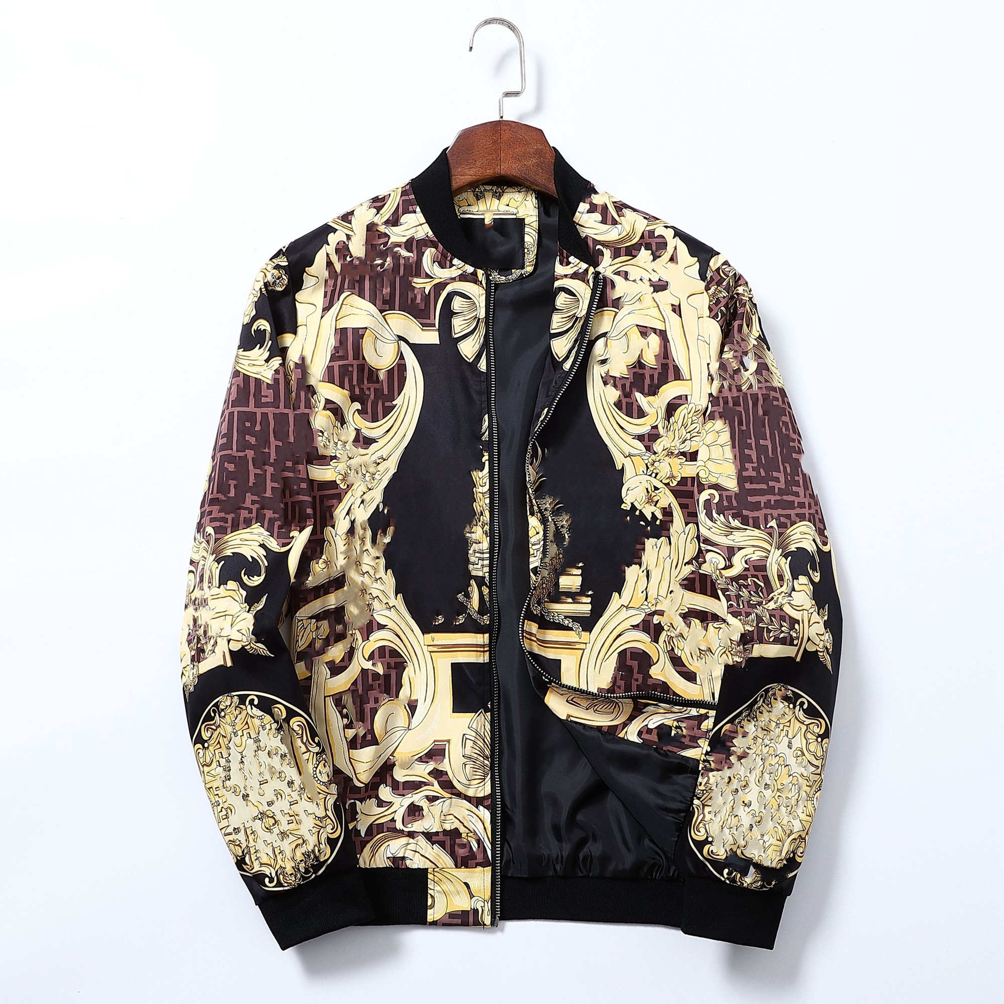 

DIMUSI Autumn/Winter Men's Bomber Jacket Zip Casual Street Hip Hop Straight Aviator Baseball Jacket Clothing, Gold