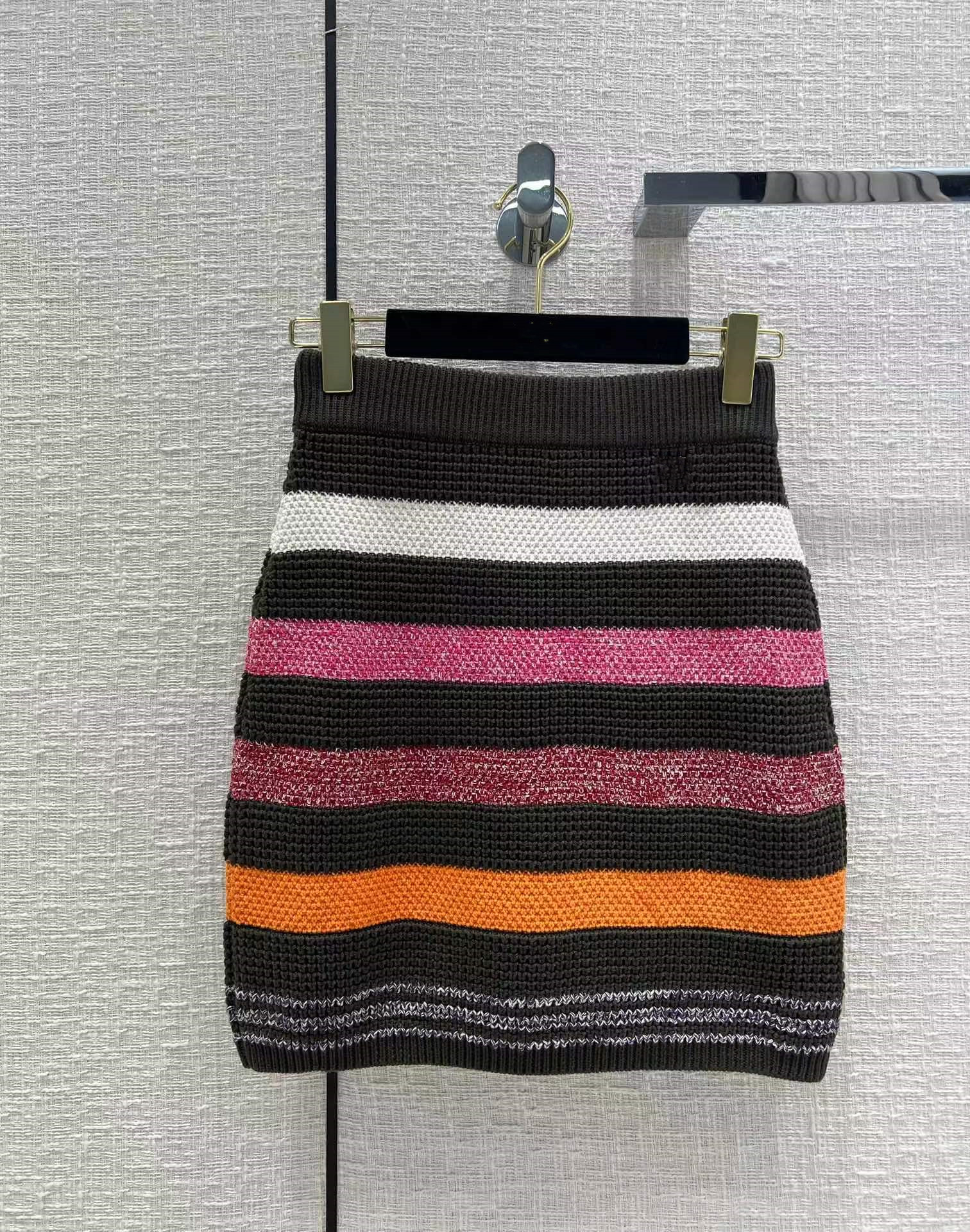 

2022 New Autumn Winter Luxury Designer Skirts Fashion Striped A Skirts Women' Brand Same Style Dress 0924-17, Multi