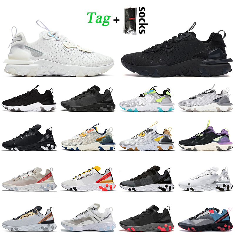 Triple Noir Blanc Iridescent 55 87 Chaussures De Course Reacts Vision Element 55-87 Mode 2022 Femmes Hommes Baskets Vaste Gris Schéma Solaire Rou