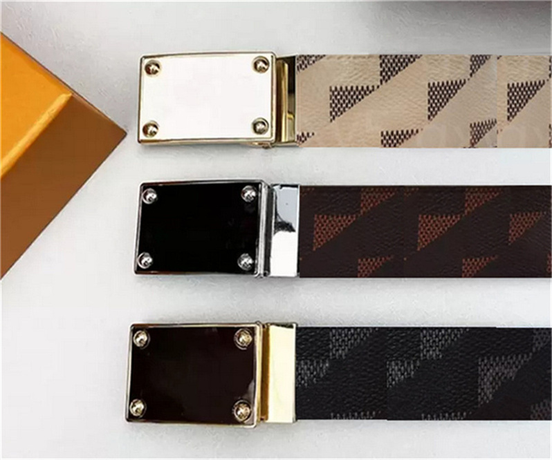 

2022 Men's Designer Belts Men Business Belts Luxury Square Buckle Jeans Fashion Casual Style Wholesale cinturones 3.8cm Width, Silver