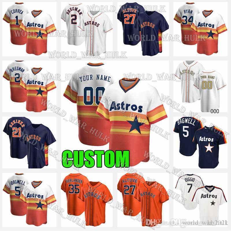 

baseball Craig Biggio Houston Jersey Custom Alex Bregman Justin Verlander Astros Jose Altuve Carlos Correa Nolan Ryan Jeff Bagwell Michael B, Custom 2021 new cool base(taikongren)