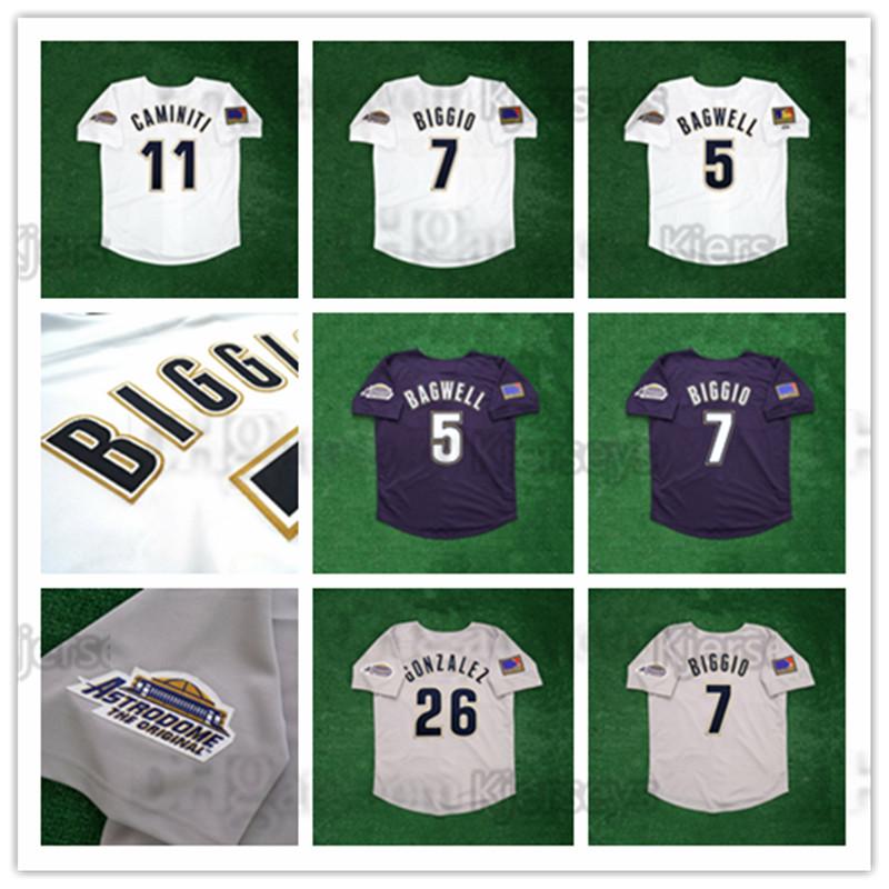 

baseball Coustom Vintage 5 Jeff Bagwell Houston baseball jersey 1994 Alternate Navy Blue Throwback Men's Jerseys 26 Luis Gonzalez 11 Ken Cam, As