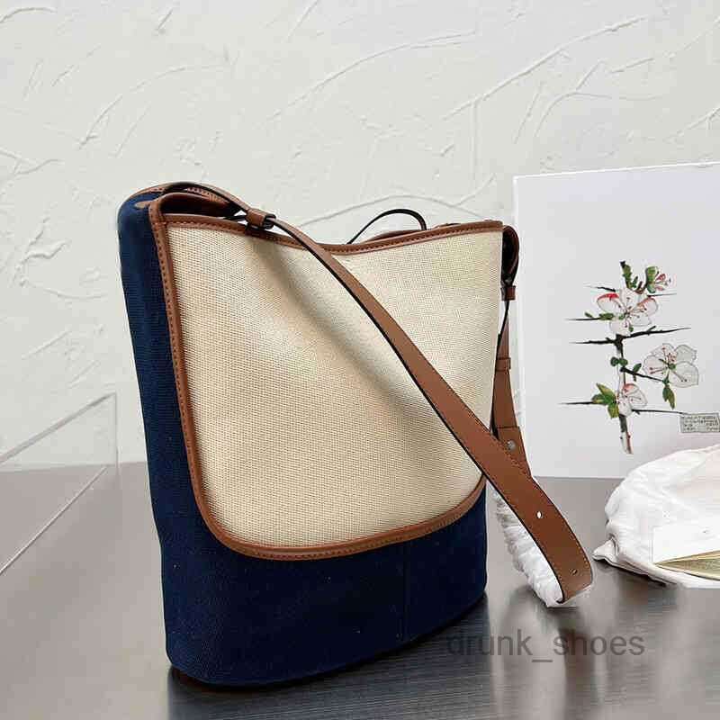 

Evening Bags Contrast Panel Bucket Bag Women Vintage Handbag Shoulder Leather Luxury Designer Brand Crossbody Female Shopping Tote, Beige